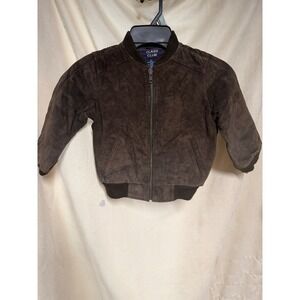 VTG Class Club Toddler Boys Brown Suede Genuine Leather Bomber Jacket 3T